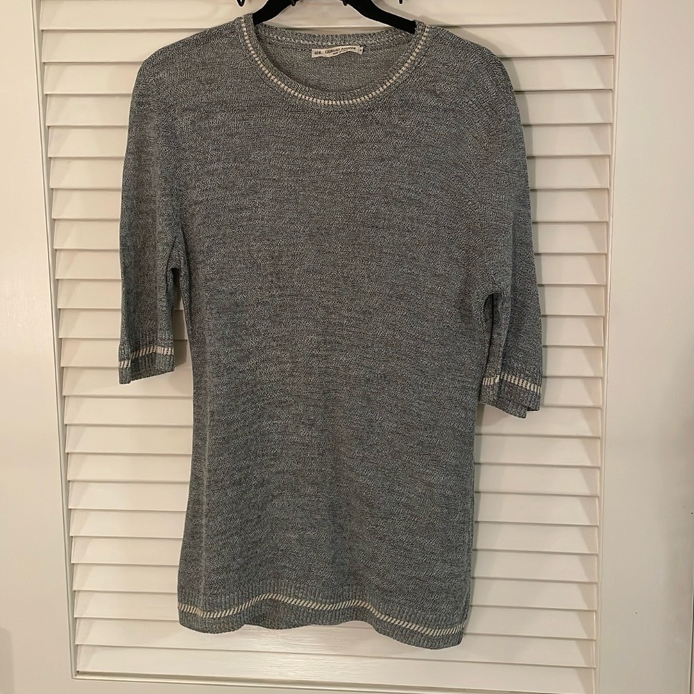 Giorgio Armani Black Cream Lightweight Knit Detailing Sweater
